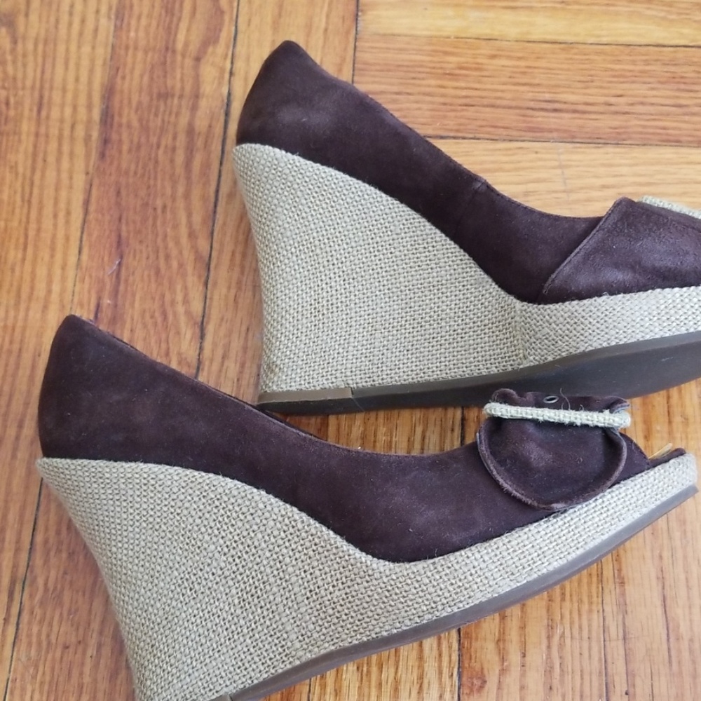 Nine west buckled wedges